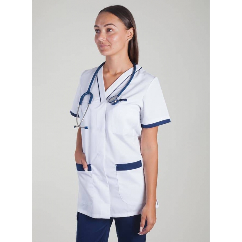 Tunique Medicale Lafont Clemix 2.0 Femme ALEXANDRA Blanc Marine
