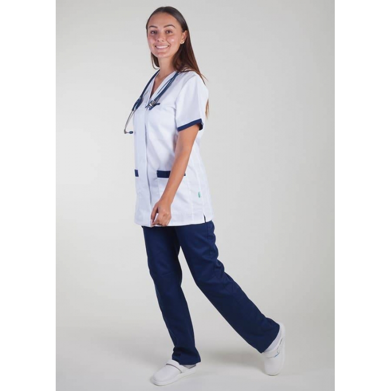 Tunique Medicale Lafont Clemix 2.0 Femme ALEXANDRA Blanc Marine