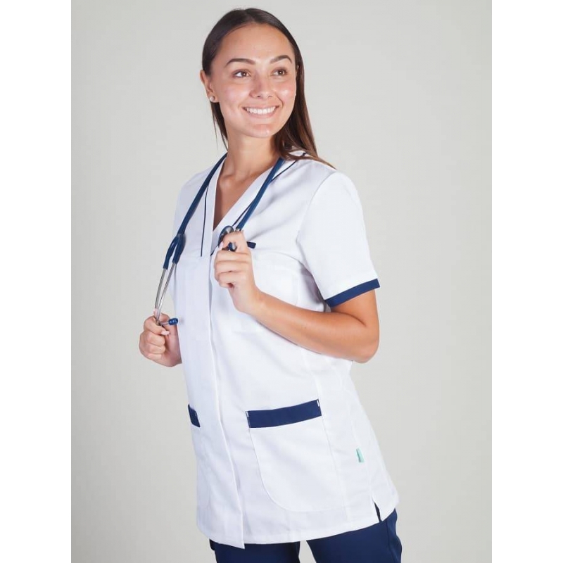 Tunique Medicale Lafont Clemix 2.0 Femme ALEXANDRA Blanc Marine