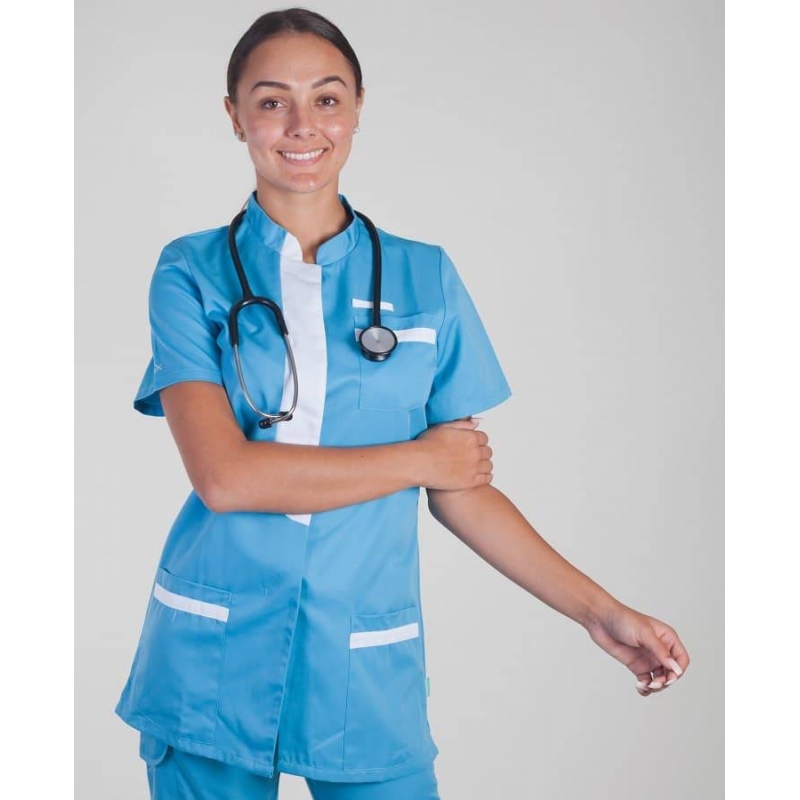 Tunique Medicale Lafont Clemix 2.0 Femme KIM Turquoise Blanc