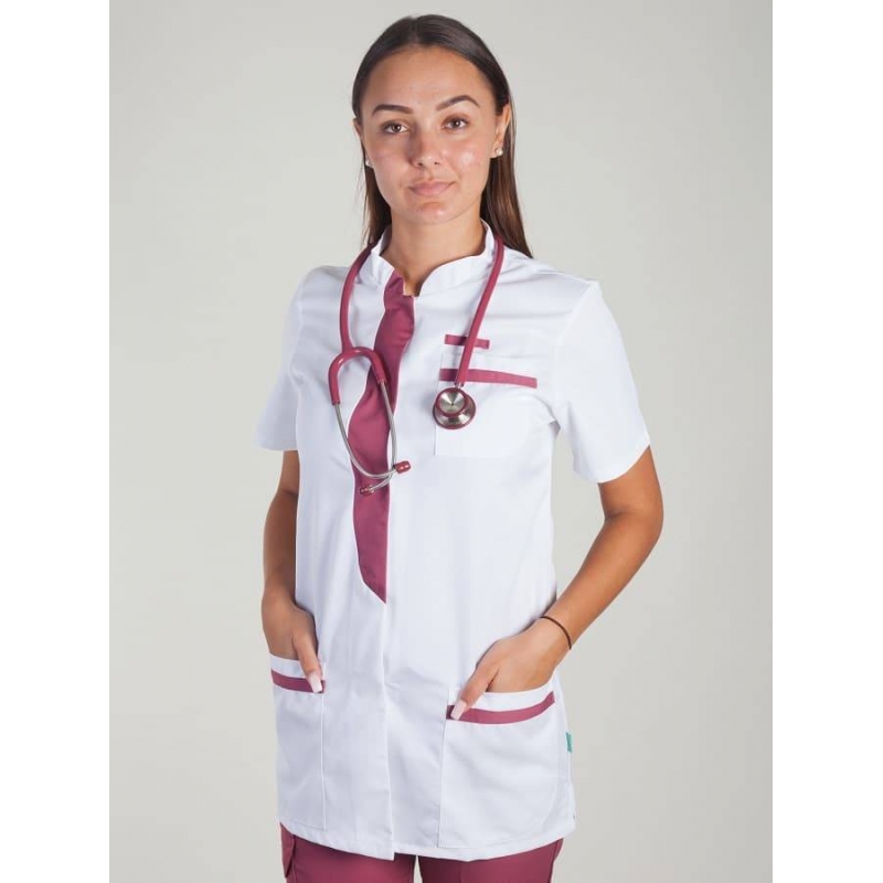 Tunique Medicale Lafont Clemix 2.0 Femme KIM Blanc Cassis
