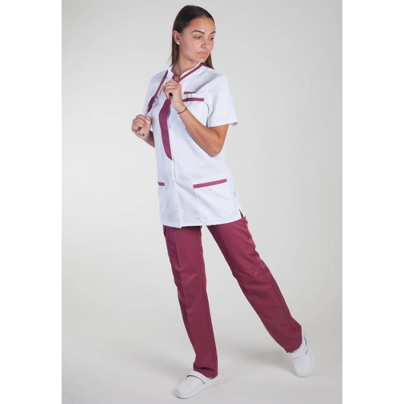 Tunique Medicale Lafont Clemix 2.0 Femme KIM Blanc Cassis