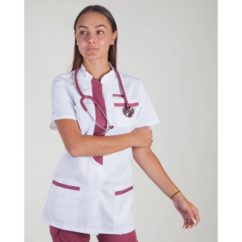Tunique Medicale Lafont Clemix 2.0 Femme KIM Blanc Cassis