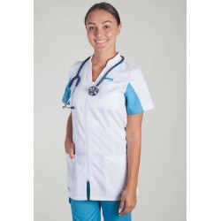 Tunique Medicale Femme Lafont Clemix 2.0 SANDRINE Blanc Turquoise