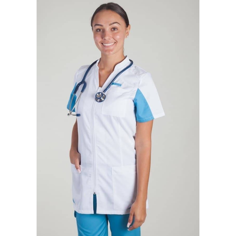 Tunique Medicale Femme Lafont Clemix 2.0 SANDRINE Blanc Turquoise
