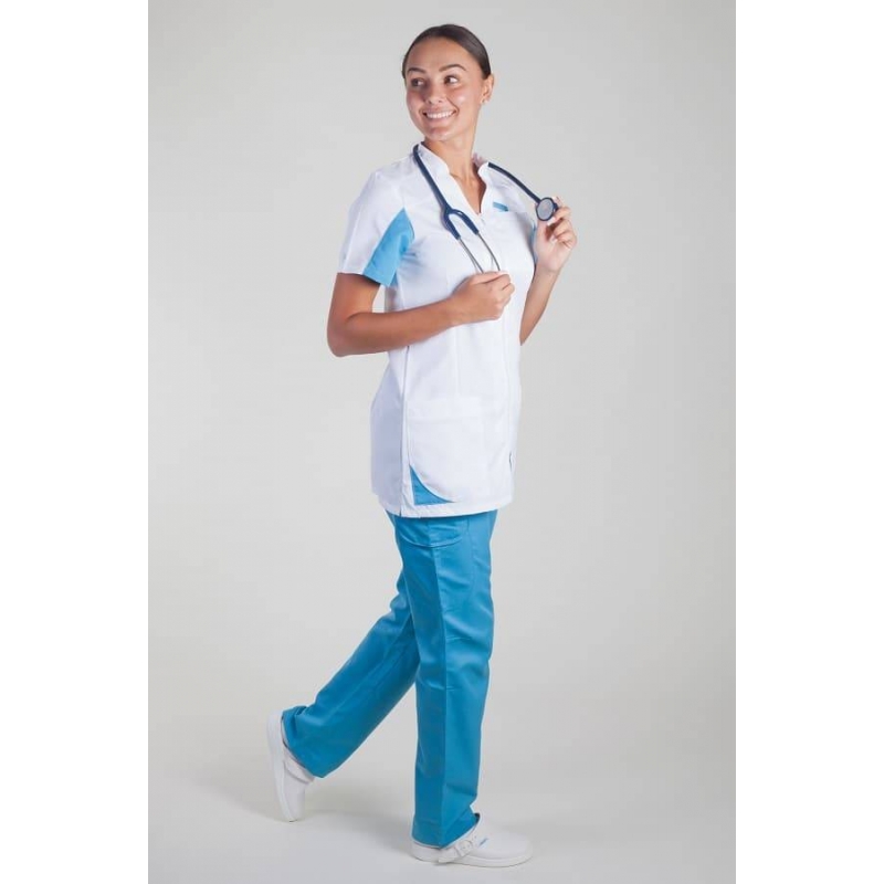Tunique Medicale Femme Lafont Clemix 2.0 SANDRINE Blanc Turquoise