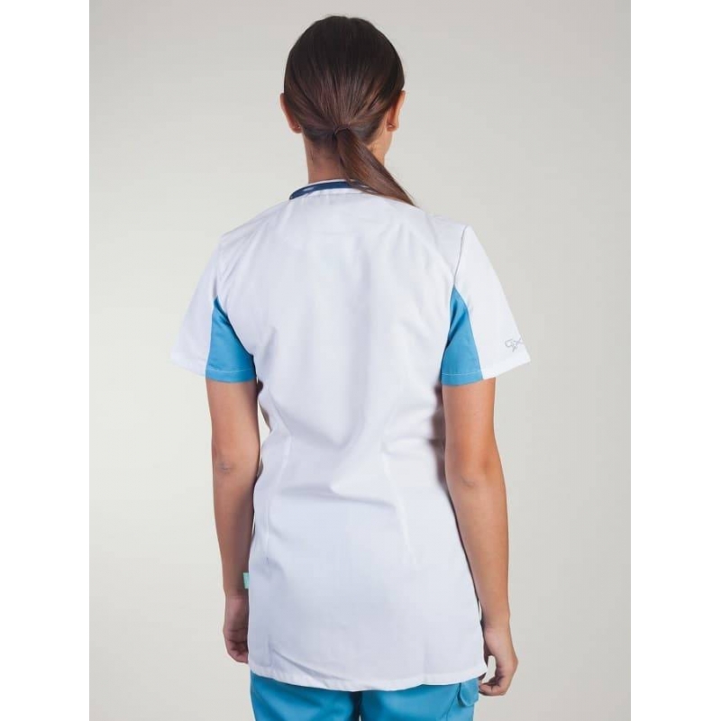 Tunique Medicale Femme Lafont Clemix 2.0 SANDRINE Blanc Turquoise