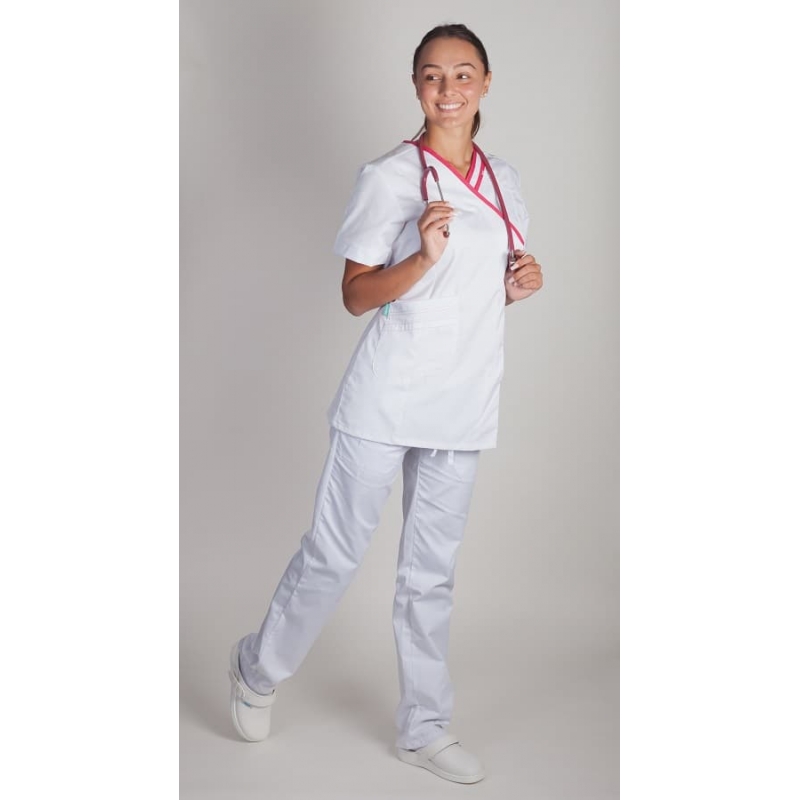 Tunique Médicale Couleur Femme Lafont Lilée Blanc Fushia