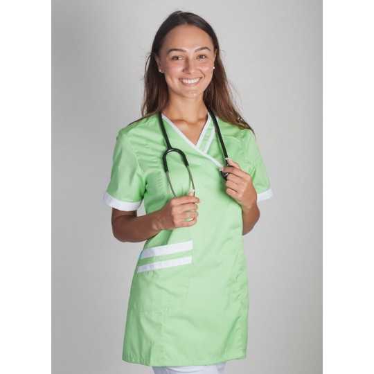 Tunique Médicale Couleur Femme Lafont Lilée Vert Pomme Blanc