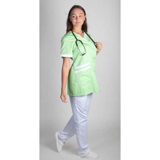 Tunique Médicale Couleur Femme Lafont Lilée Vert Pomme Blanc