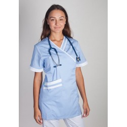 Tunique Médicale Couleur Femme Lafont Lilée Bleu Ciel Blanc