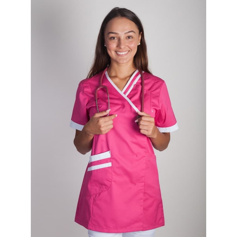 Tunique Médicale Couleur Femme Lafont Lilée Fushia Blanc