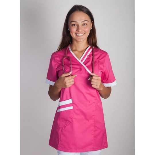 Tunique Médicale Couleur Femme Lafont Lilée Fushia Blanc