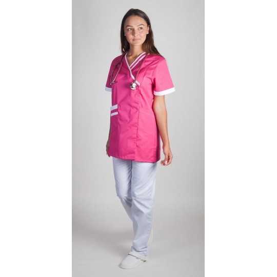 Tunique Médicale Couleur Femme Lafont Lilée Fushia Blanc
