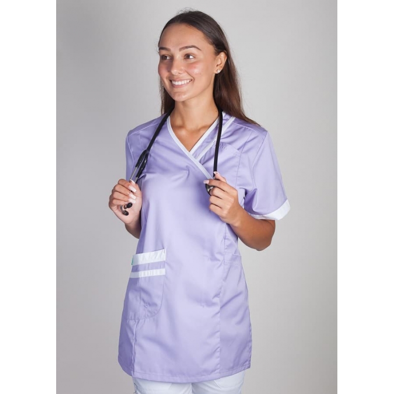 Tunique Médicale Couleur Femme Lafont Lilée Violet Blanc