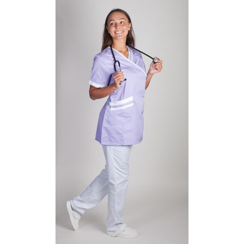 Tunique Médicale Couleur Femme Lafont Lilée Violet Blanc
