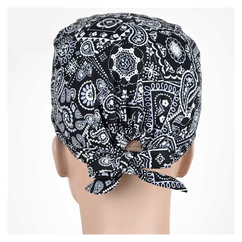 Calot Opératoire Noir imprimé Bandana