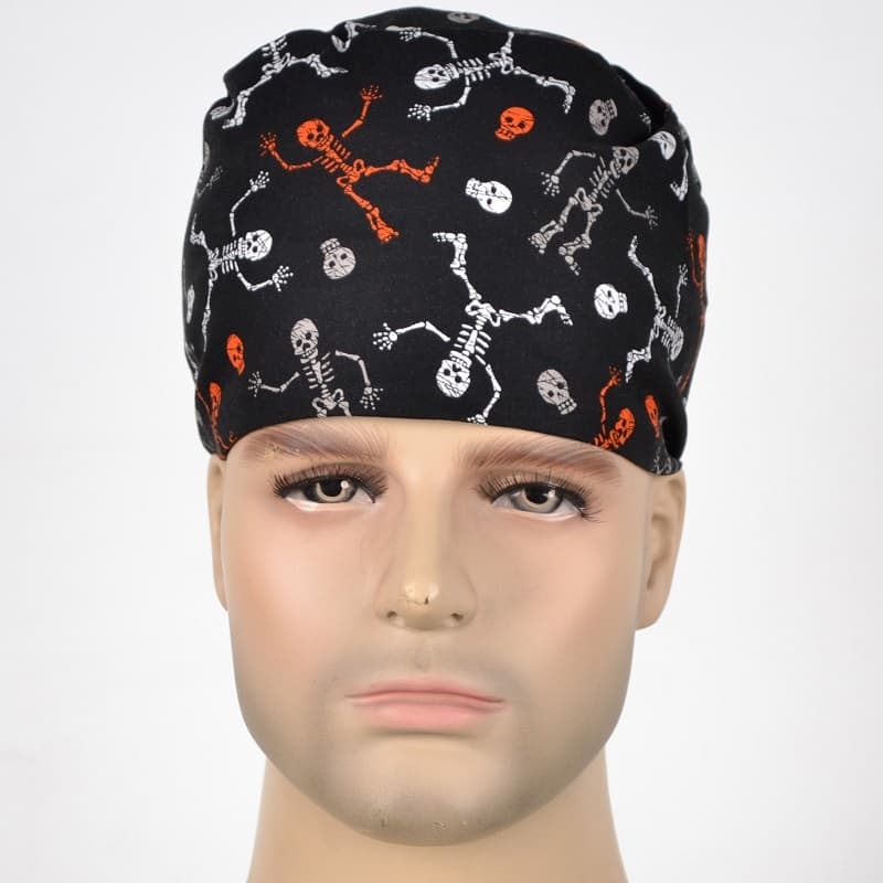 Calot Chirurgical Noir motif Squelettes