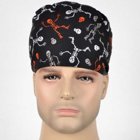 Calot Chirurgical Noir motif Squelettes