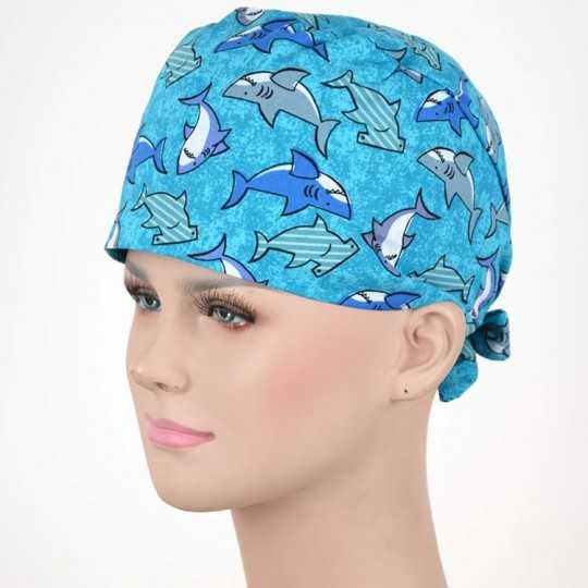 Calot Chirurgical Bleu motif Requins