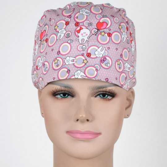 Calot Infirmière Rose motifs Dents