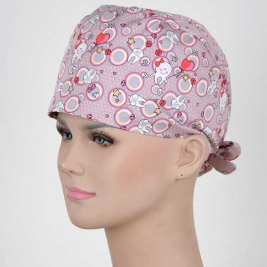 Calot Infirmière Rose motifs Dents