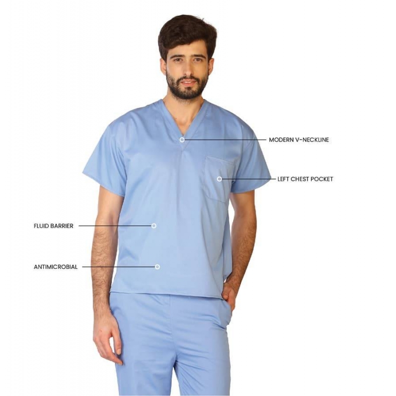 Tunique Medicale Homme Life Threads 3110 Bleu Ciel