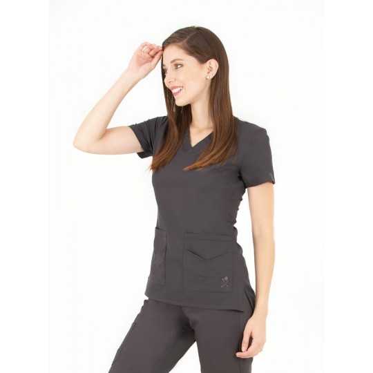 Tunique Medicale Femme Life Threads 1416 Gris Anthracite