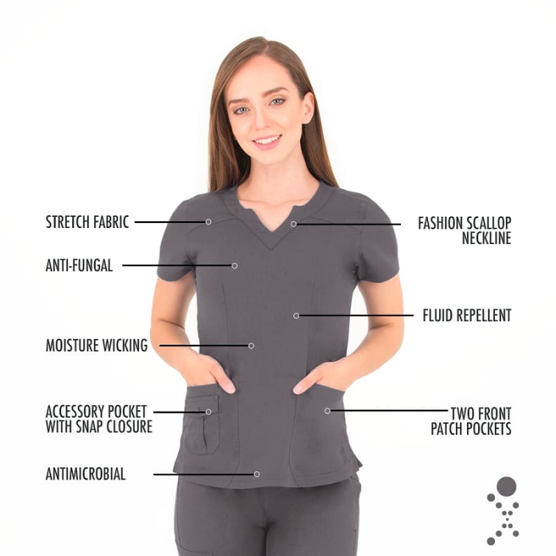 Tunique Medicale Femme Life Threads 1418 Gris Anthracite