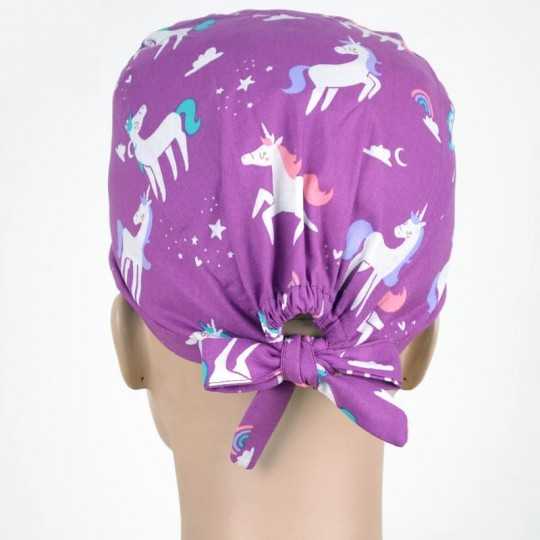 Calot Aide Soignante Violet motifs Licornes