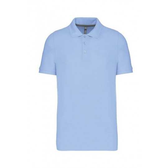 Polo Homme Manches Courtes 100% Coton Bleu Ciel