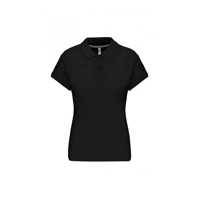 Polo Femme Manches Courtes 100% Coton Noir