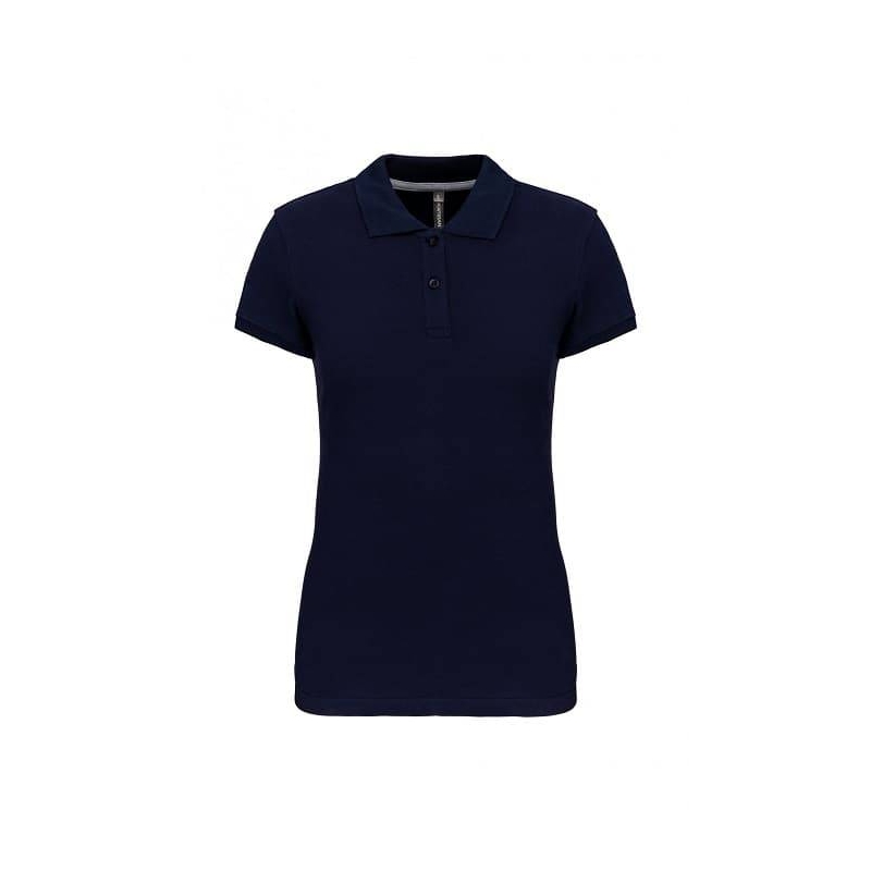Polo Femme Manches Courtes 100% Coton Bleu Marine