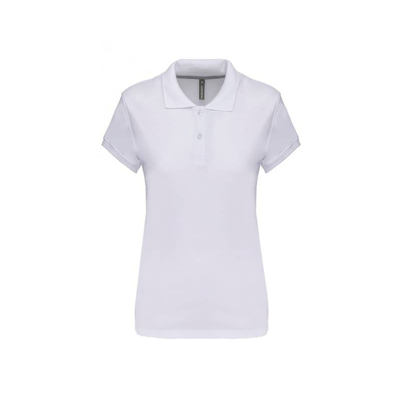 Polo Femme Manches Courtes 100% Coton Blanc