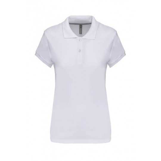 Polo Femme Manches Courtes 100% Coton Blanc