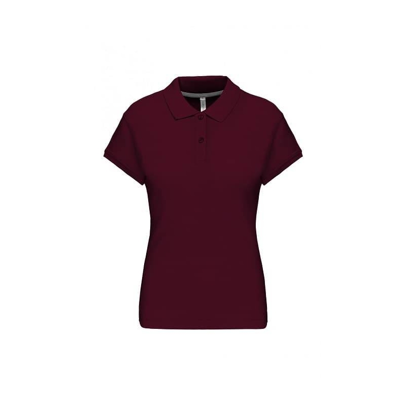 Polo Femme Manches Courtes 100% Coton Bordeaux