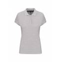 Polo Femme Manches Courtes 100% Coton Gris Clair