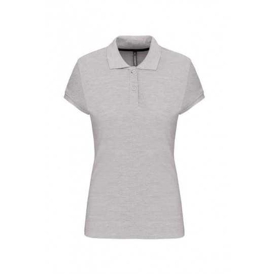 Polo Femme Manches Courtes 100% Coton Gris Clair