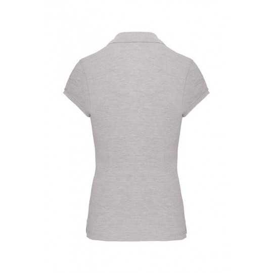 Polo Femme Manches Courtes 100% Coton Gris Clair