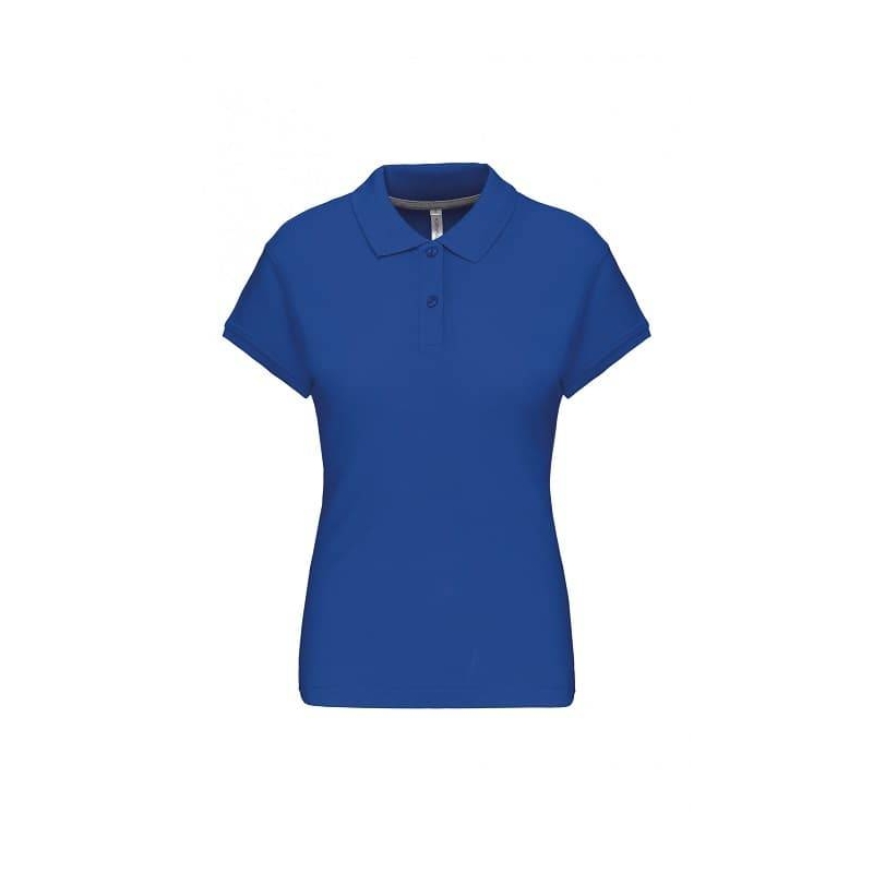 Polo Femme Manches Courtes 100% Coton Bleu Royal