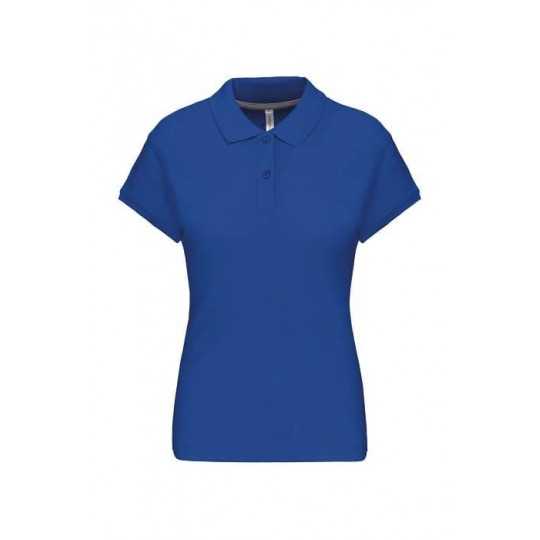 Polo Femme Manches Courtes 100% Coton Bleu Royal