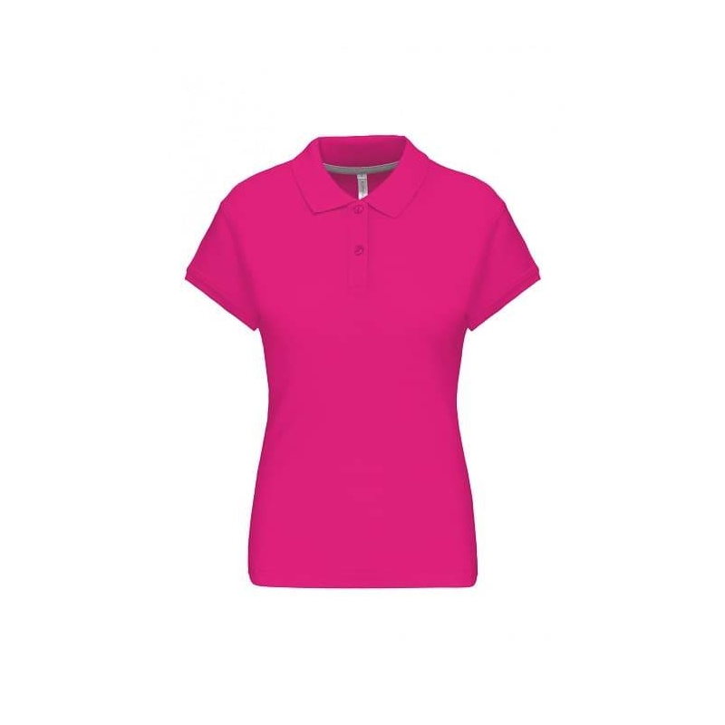 Polo Femme Manches Courtes 100% Coton Fuchsia