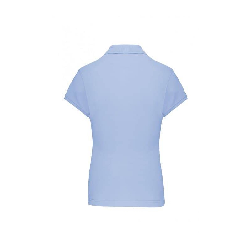 Polo Femme Manches Courtes 100% Coton Bleu Ciel