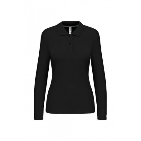 Polo Femme Manches Courtes 100% Coton Noir