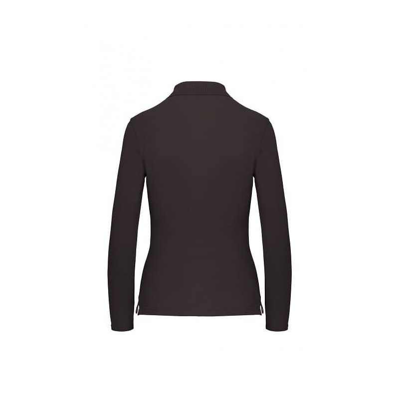 Polo Femme Manches Longues 100% Coton Gris Anthracite