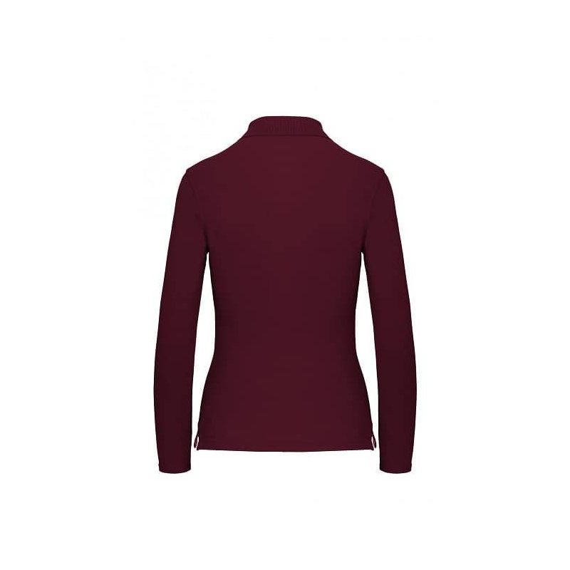 Polo Femme Manches Longues 100% Coton Bordeaux