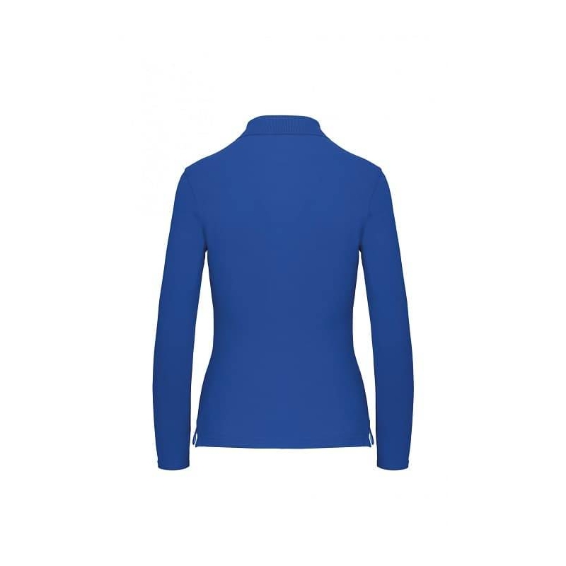 Polo Femme Manches Longues 100% Coton Bleu Royal