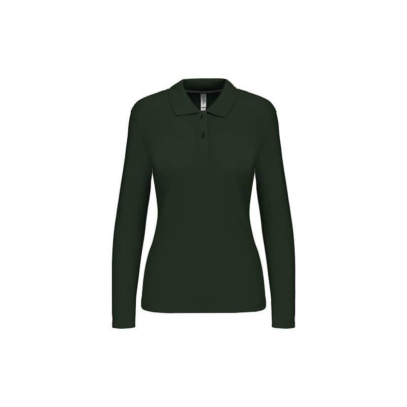 Polo Femme Manches Longues 100% Coton Vert