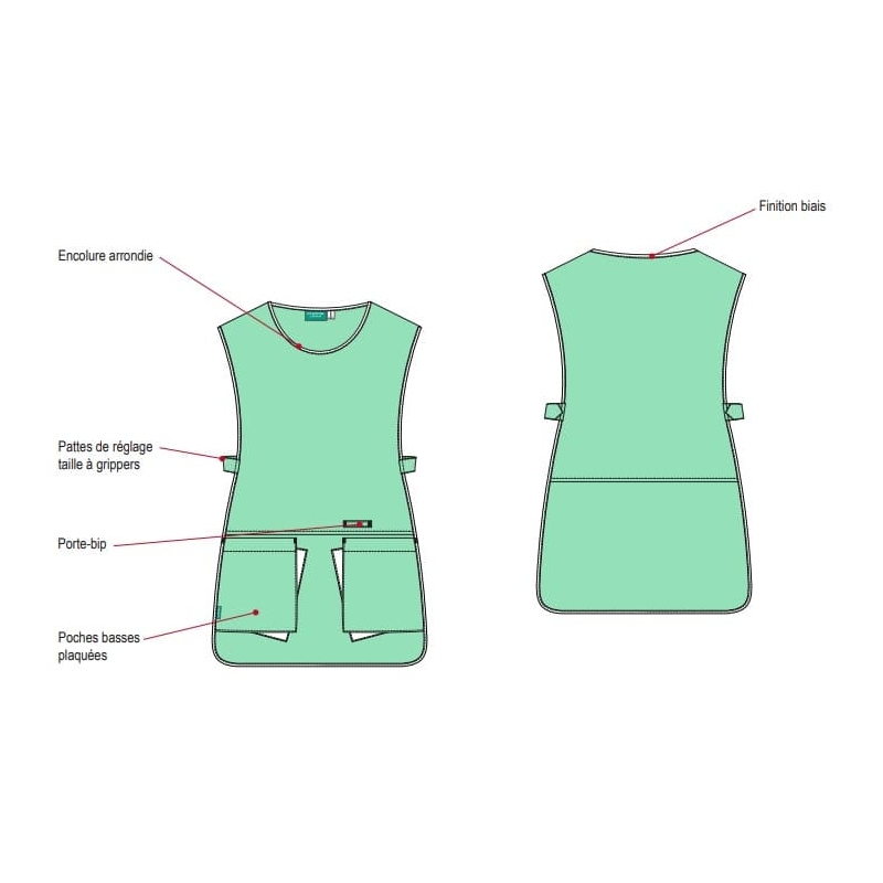 Tablier Chasuble Femme Lafont Clara Vert d'Eau