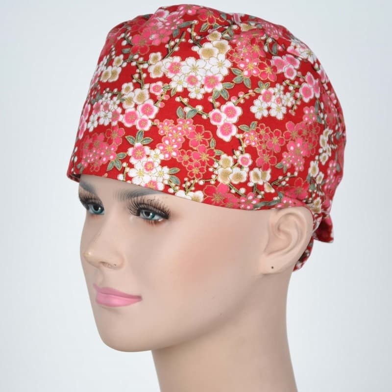 Calot Aide Soignante Rouge motifs Sakura